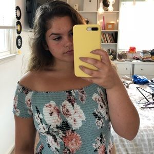 Off the shoulder floral crop top